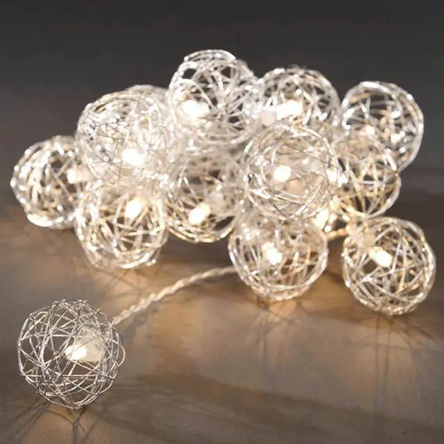 Main image of 10 LED Wire Ball Battery String Light 3ft Warm Glow