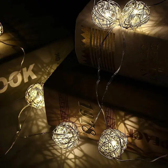 Alt view image 2 of 4 - 10 LED Wire Ball Battery String Light 3ft Warm Glow