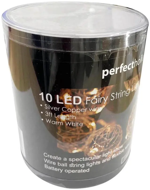 Alt view image 4 of 4 - 10 LED Wire Ball Battery String Light 3ft Warm Glow