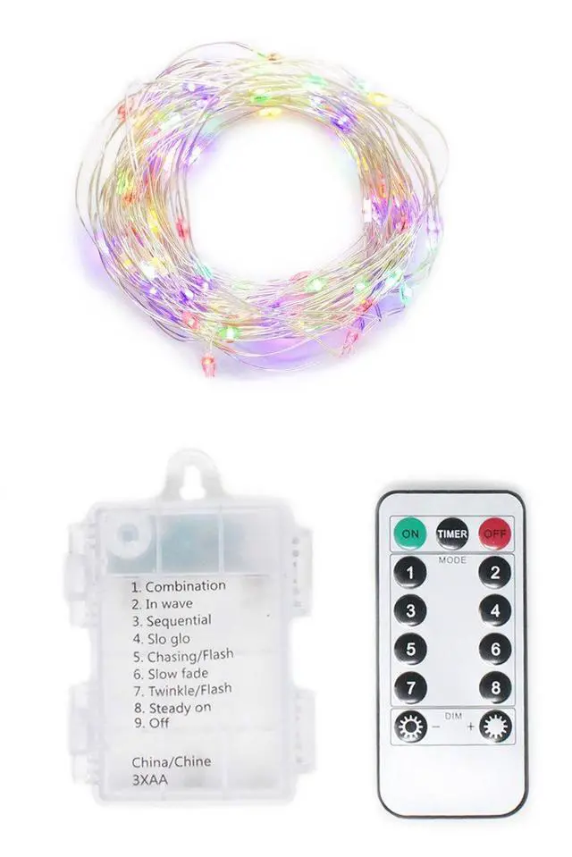 Alt view image 4 of 4 - 100 LED String Light - Battery Operated with Remote Multicolor