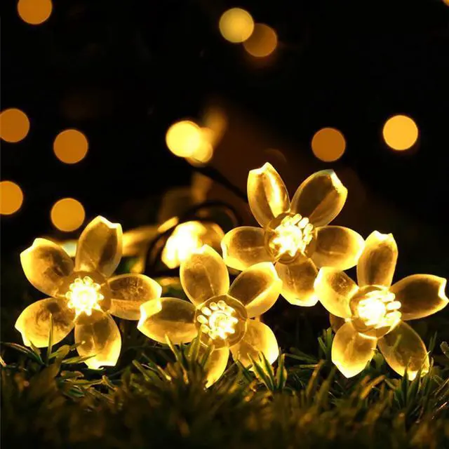 Main image of 12pcs 20 LED 5MM Cherry Blossom Flower String Lights Battery Operated Warm White