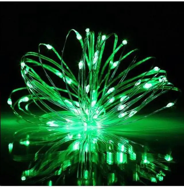 Main image of 100 LED Silver Copper Fairy Lights - Plug-In Green