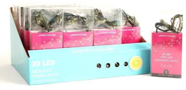 Alt view image 2 of 3 - 20 LED Multicolor Microdot String Lights 7ft Battery Powered Green Wire Warm White