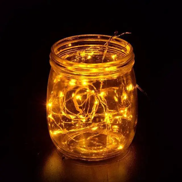 Alt view image 2 of 4 - 20 LED Copper Wire String Lights Battery Powered Yellow Mini Lights