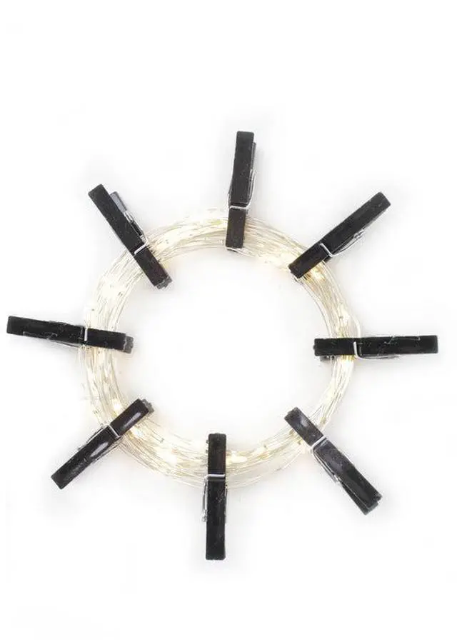 Main image of 36 LED Matte Black Photo Clip String Light Battery Operated