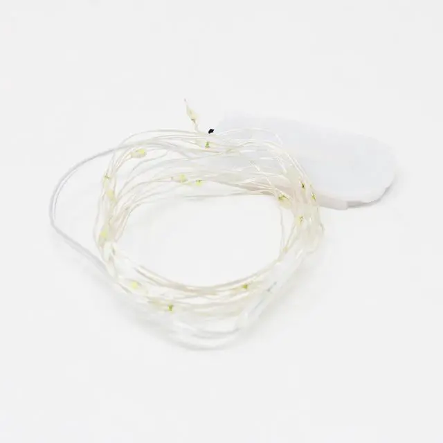 Alt view image 3 of 3 - 20 LED White Fairy String Lights Battery Powered Solid On