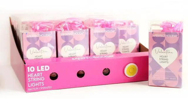 Alt view image 2 of 4 - Valentine 10 LED Heart String Lights Warm White, Battery Operated (Indoor)