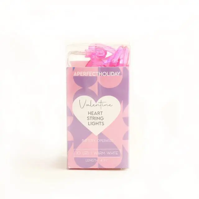 Alt view image 4 of 4 - Valentine 10 LED Heart String Lights Warm White, Battery Operated (Indoor)