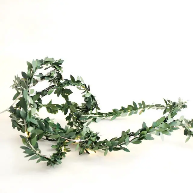 Main image of 20 LED Microdot Lights with Small Green Leaf Battery Operated