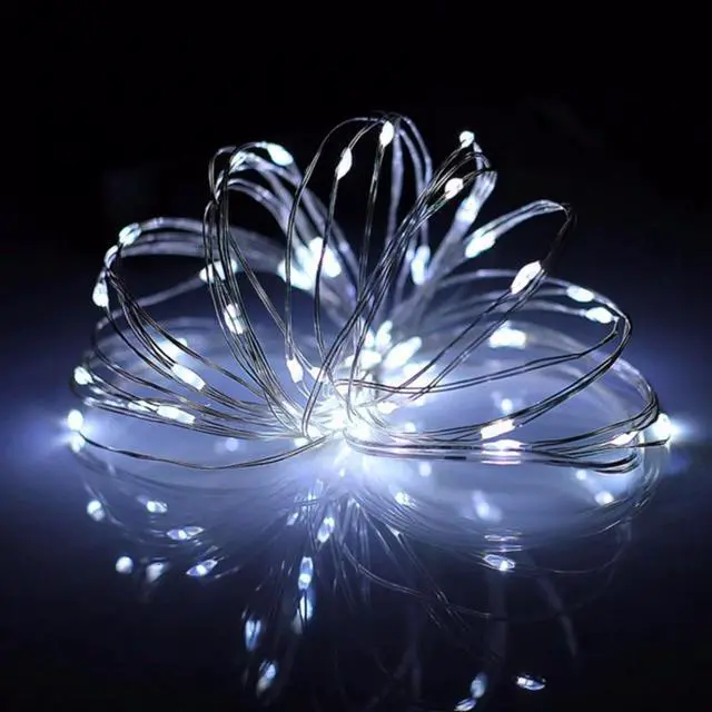 Main image of 10ft Micro Dot Silver Wire LED String Lights Battery Operated
