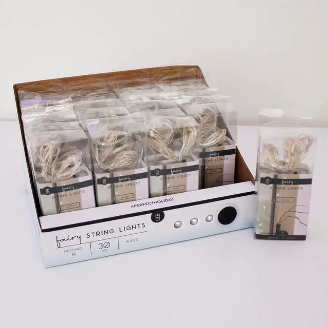 Alt view image 3 of 3 - 10ft Micro Dot Silver Wire LED String Lights Battery Operated