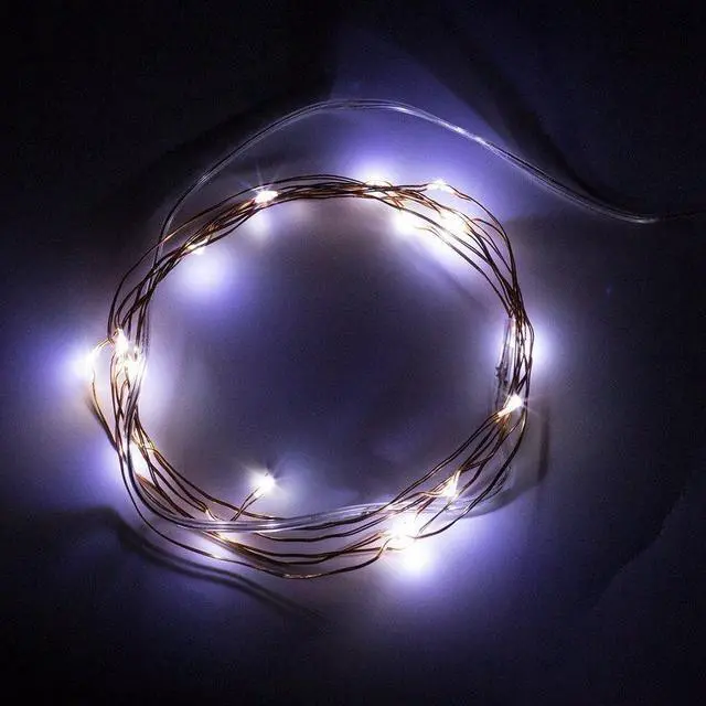 Alt view image 3 of 5 - 20 LED White String Lights Battery Operated, Retail Pack