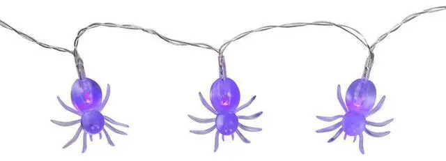 Alt view image 2 of 3 - 10 LED Fairy Light Clear Spider Purple, Battery Operated