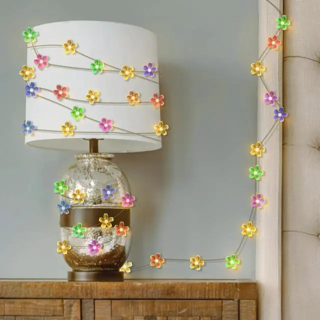 Alt view image 2 of 3 - 9' 20 LED Cherry Blossom Flower String Lights Battery Operated, 12 pcs in