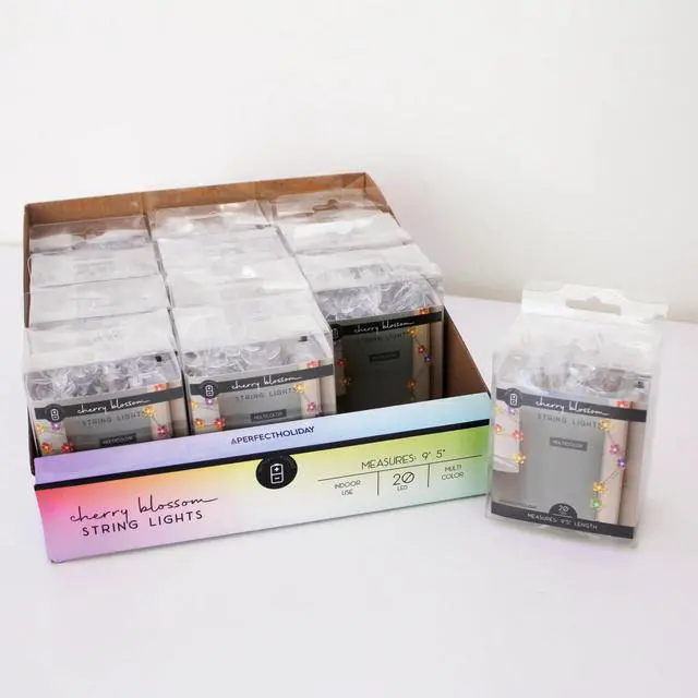 Alt view image 3 of 3 - 9' 20 LED Cherry Blossom Flower String Lights Battery Operated, 12 pcs in