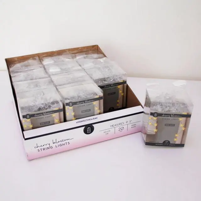 Alt view image 2 of 2 - 9' 20 LED Cherry Blossom Flower String Lights Battery Operated, 12 pcs in Warm White