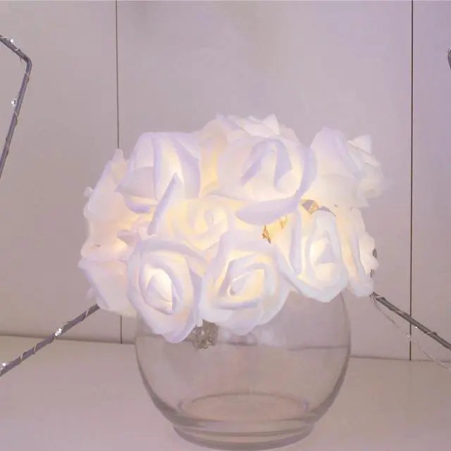 Alt view image 2 of 3 - 9' 20 LED Soft White Rose String Lights Warm White, Battery Operated, 8 pcs in a PDQ