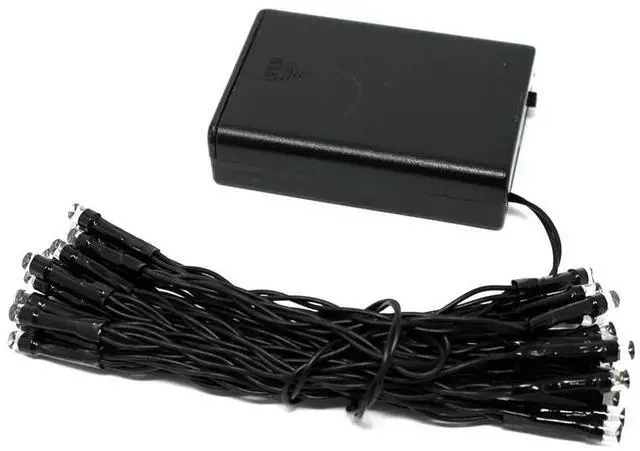 Alt view image 3 of 4 - 9' 30 LED Mini String Lights Black Wire, Purple LEDs, Battery Operated