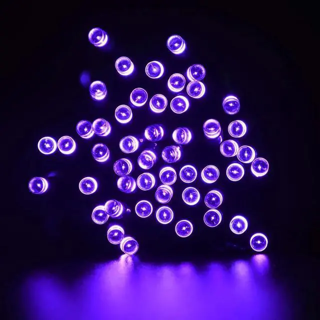 Alt view image 2 of 4 - 9' 30 LED Mini String Lights Black Wire, Purple LEDs, Battery Operated