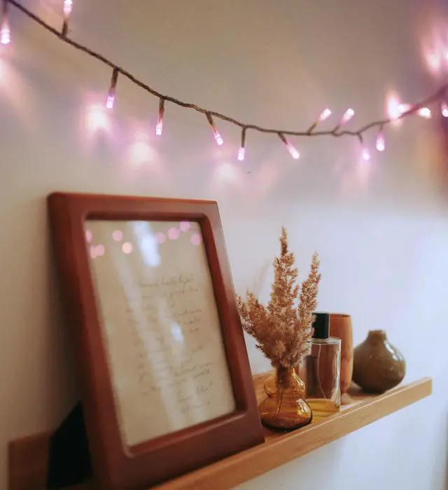 Main image of 9' 30 LED Mini String Lights Black Wire, Purple LEDs, Battery Operated