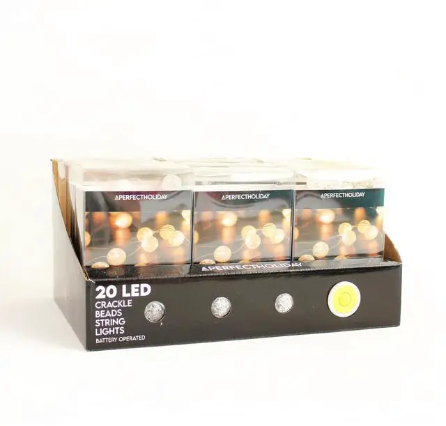 Alt view image 5 of 5 - 20 LED Crackle Beads String Lights Warm White, Indoor Use