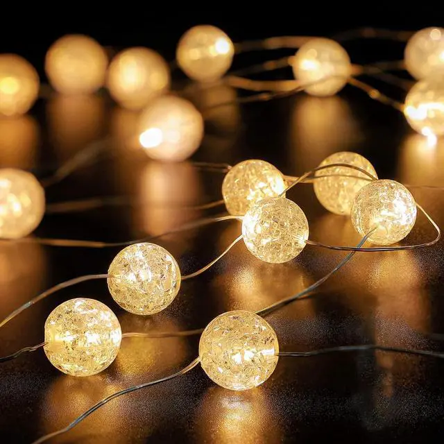Main image of 20 LED Crackle Beads String Lights Warm White, Indoor Use