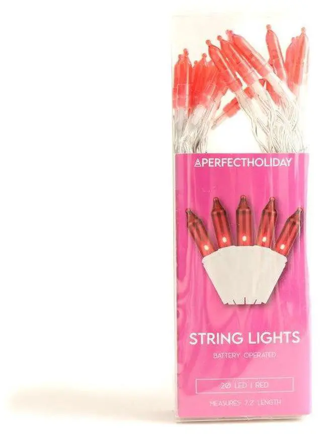 Alt view image 5 of 5 - 20 LED M5 String Lights Red, Battery Operated, Clear Wire