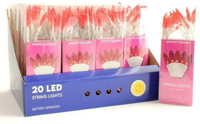 Alt view image 4 of 5 - 20 LED M5 String Lights Red, Battery Operated, Clear Wire