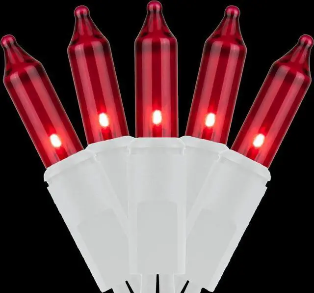 Alt view image 2 of 5 - 20 LED M5 String Lights Red, Battery Operated, Clear Wire