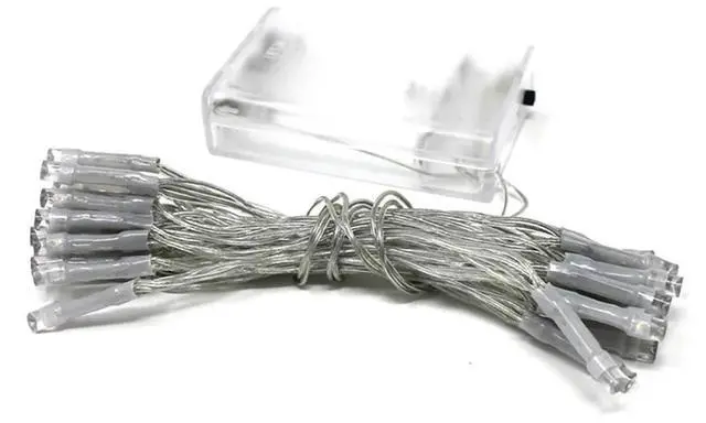 Alt view image 3 of 3 - 30 LED Clear Cable String Lights Battery Operated Green