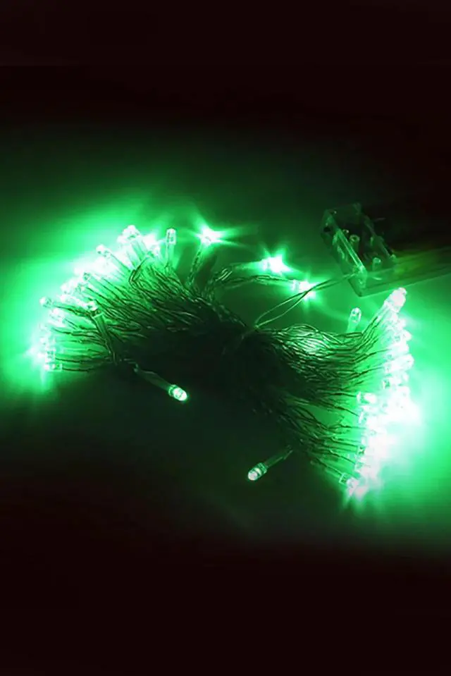 Main image of 30 LED Clear Cable String Lights Battery Operated Green