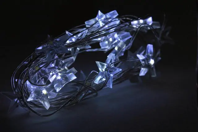 Main image of 20 LED White Star String Lights Battery Operated