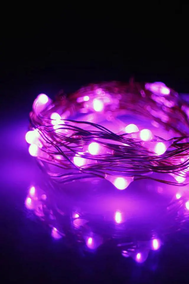 Main image of 30 LED Silver Copper Fairy String Lights Battery Operated, Warm White Purple