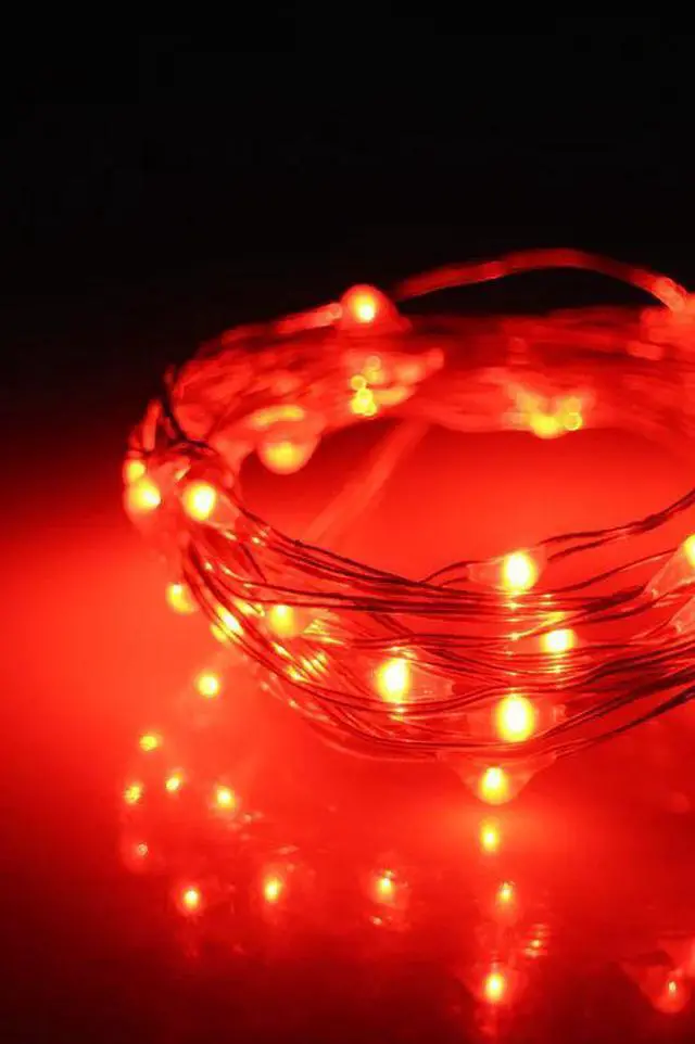 Main image of 30 LED Silver Copper Fairy String Lights Battery Operated, Warm White Red