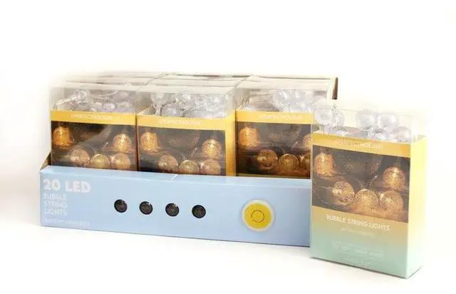 Alt view image 7 of 7 - 20 LED Bubble Ball String Lights Battery Operated, Warm Glow