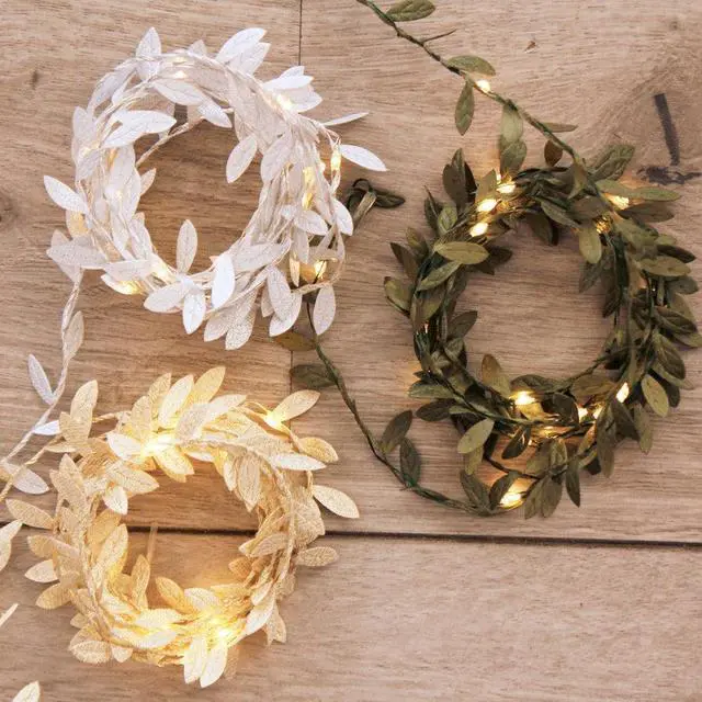 Alt view image 4 of 5 - 20 LED Plant Leaf Vine Fairy Light Silver