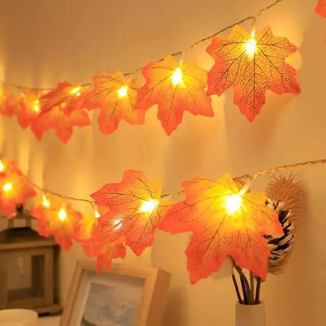 Alt view image 2 of 5 - 20 LED Microdot Maple Leaf String Lights Warm White