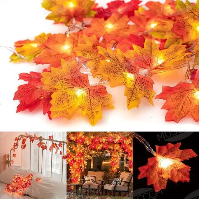 Alt view image 3 of 5 - 20 LED Microdot Maple Leaf String Lights Warm White