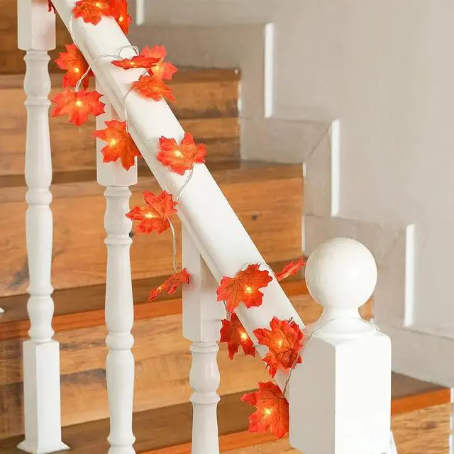 Alt view image 5 of 5 - 20 LED Microdot Maple Leaf String Lights Warm White