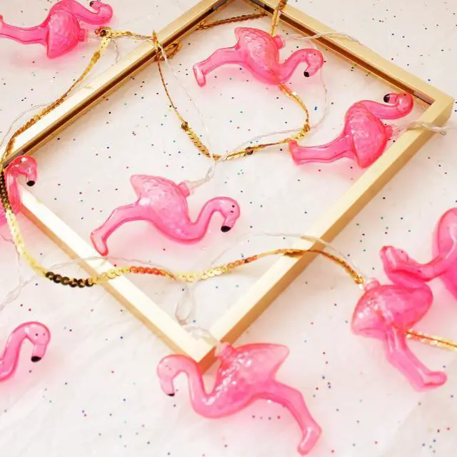 Main image of 10 LED Flamingo String Lights Warm White, Battery Operated
