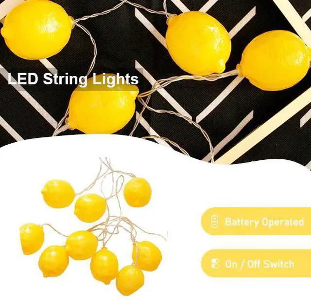 Alt view image 3 of 6 - 10 LED Lemon String Lights Warm White, Battery Operated