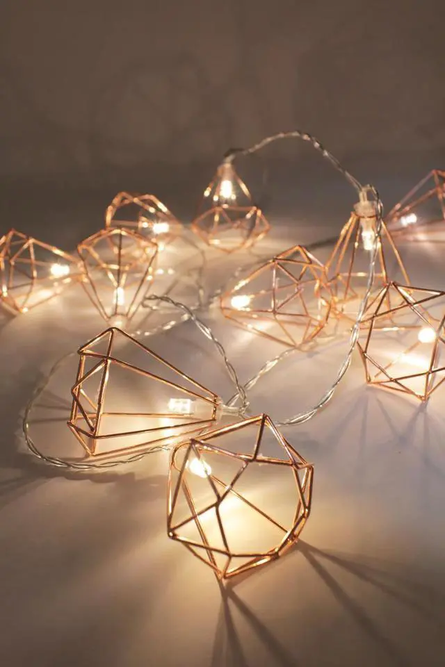 Alt view image 3 of 4 - Rose Gold Diamond String Lights Battery Operated