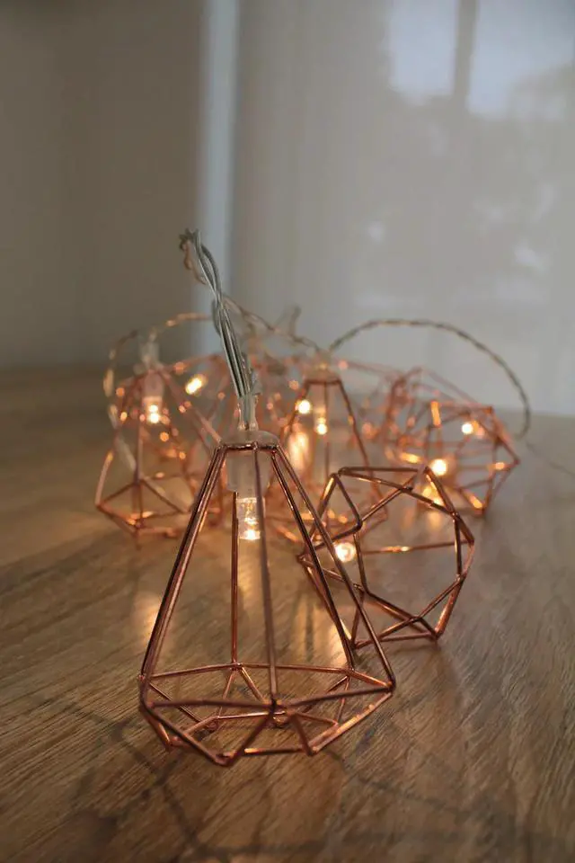Alt view image 4 of 4 - Rose Gold Diamond String Lights Battery Operated
