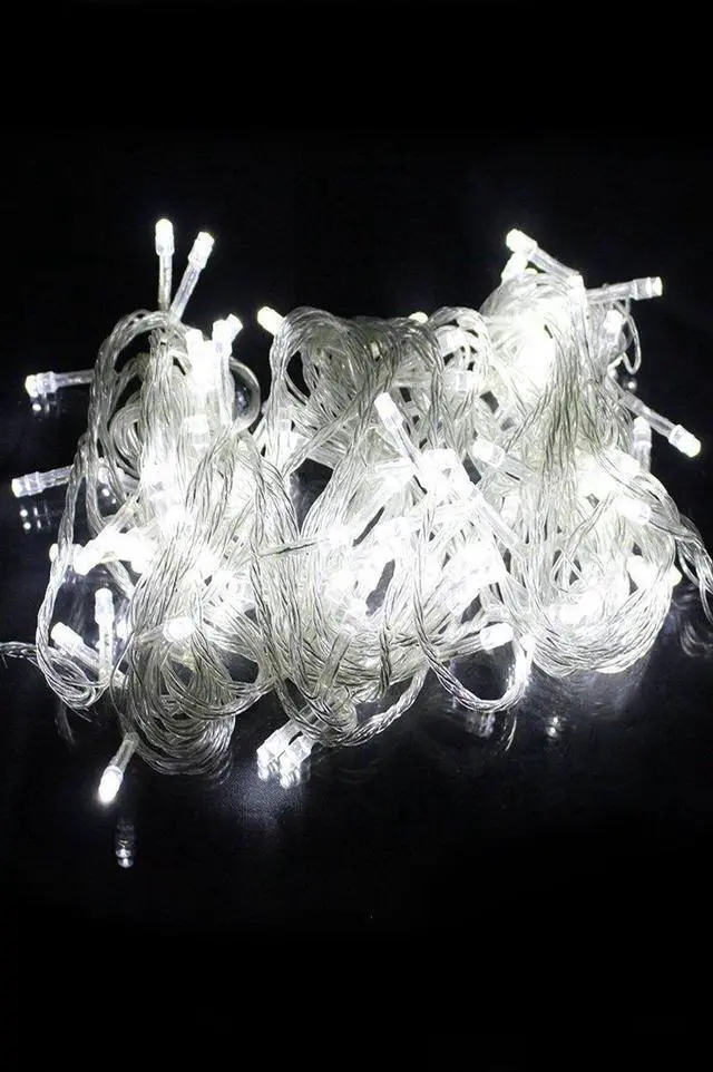 Main image of 200 LED Clear Cable Multifunction String Lights Plug In White