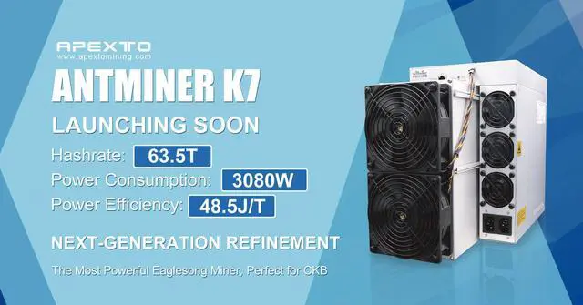 Alt view image 5 of 5 - In stocks Bitmain Antminer K7 58T hashrate 58T nervos networking CKB Miner K7 shipping now sold by Higisy