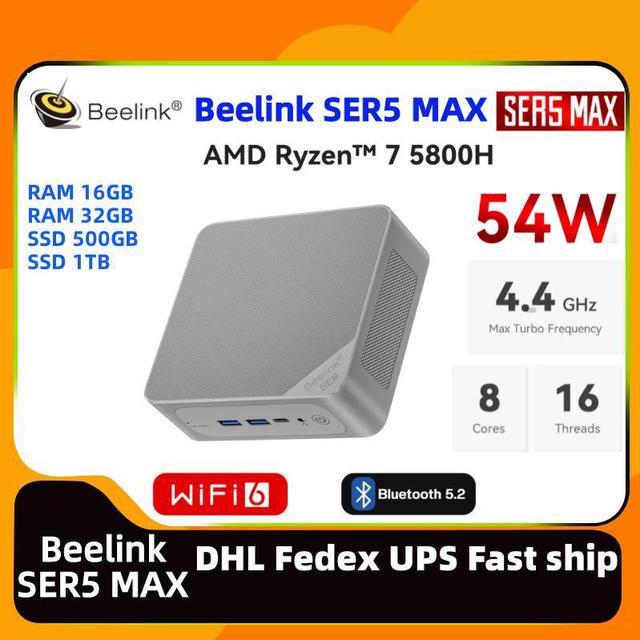 Beelink SER5 MAX AMD Ryzen7 5800H ddr4 ram 16GB ssd 1TB Triple Display 54W  dp mini gaming Home Office Business PC beelink Ser5 MAX mini pc