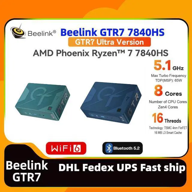 Beelink Gtr7 Mini Pc Amd Ryzen 7 3750h (up To 4ghz) 16gb Ddr4 512gb Nvme  Ssd 4k@60hz Dual Hdmi Window 10 Pro, Dp, Type-c 57w Powerful Mini Computer  Gaming Office Wifi 6 