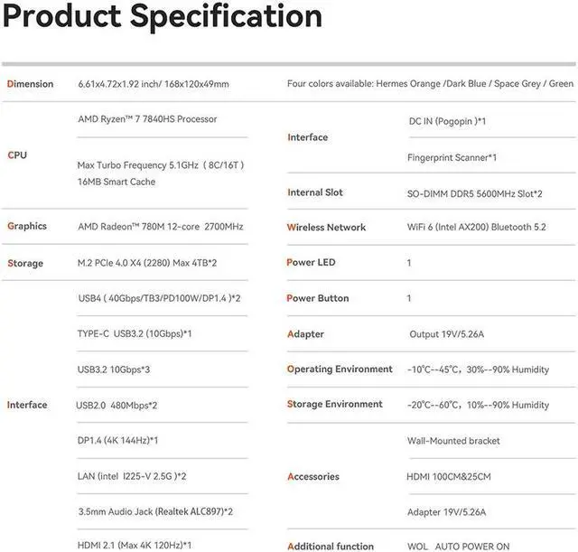 Alt view image 7 of 7 - Offical Beelink GTR7 AMD Phoenix Ryzen7 7840HS gaming mini pc office gamer mini 32G 1TB DDR5 dp type-c display Desktop beelink gtr7 7804hs mini pc