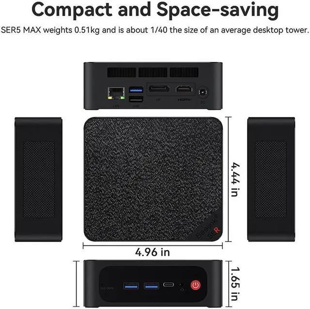 Alt view image 16 of 20 - Beelink Mini PC SER5 Max AMD Ryzen 7 5800H (8C/16T Up to 4.4GHz), 16GB DDR4 RAM 500GB NVME SSD, AMD Radeon Graphics, Windows 11 Pro, WiFi 6/BT 5.2