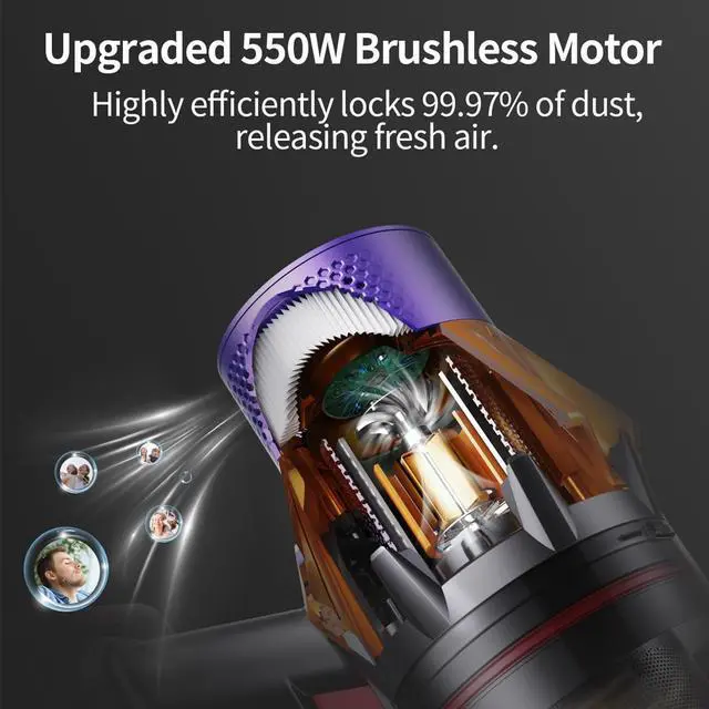 Alt view image 2 of 7 - HIGISY Multifunction Handheld Vacuum Cleaner 45Kpa Touch Screen,Smart Dust Sensor,Auto Speed Control Ultra Lighweight Rechargeable Battery for Home Bed Carpet Clean